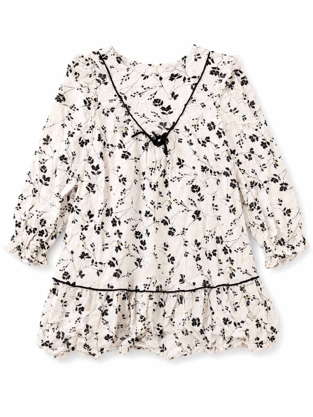 Zara Cream Dress with Black Floral Print